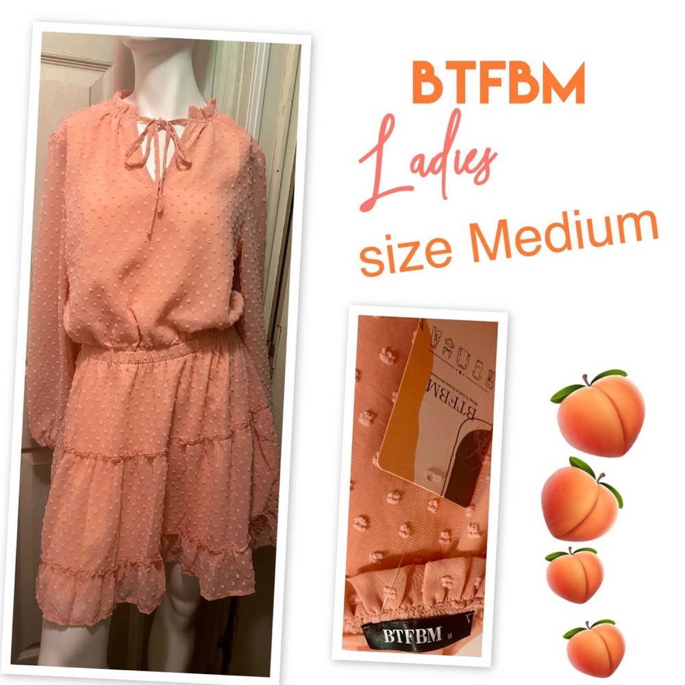 BTFBM LADIES Swiss Dot Bubble Sleeve Ruffle Mini Dress